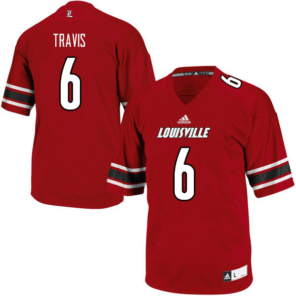 Men #6 Jordan Travis Louisville Cardinals College Football Jerseys Sale-Red - Click Image to Close